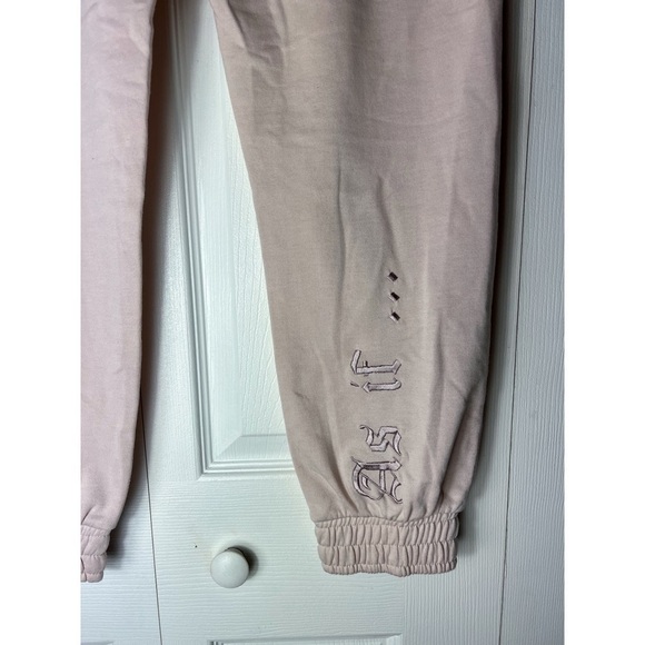 Missguided Mauve Light Beige As If Slogan Joggers Loungewear Stretch Sz 12 Large - Picture 5 of 5